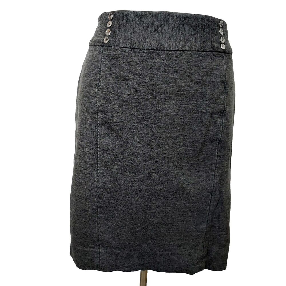 White House Black Market Straight Skirt Gray Womens Size 14 Lined Stretch WHBM
